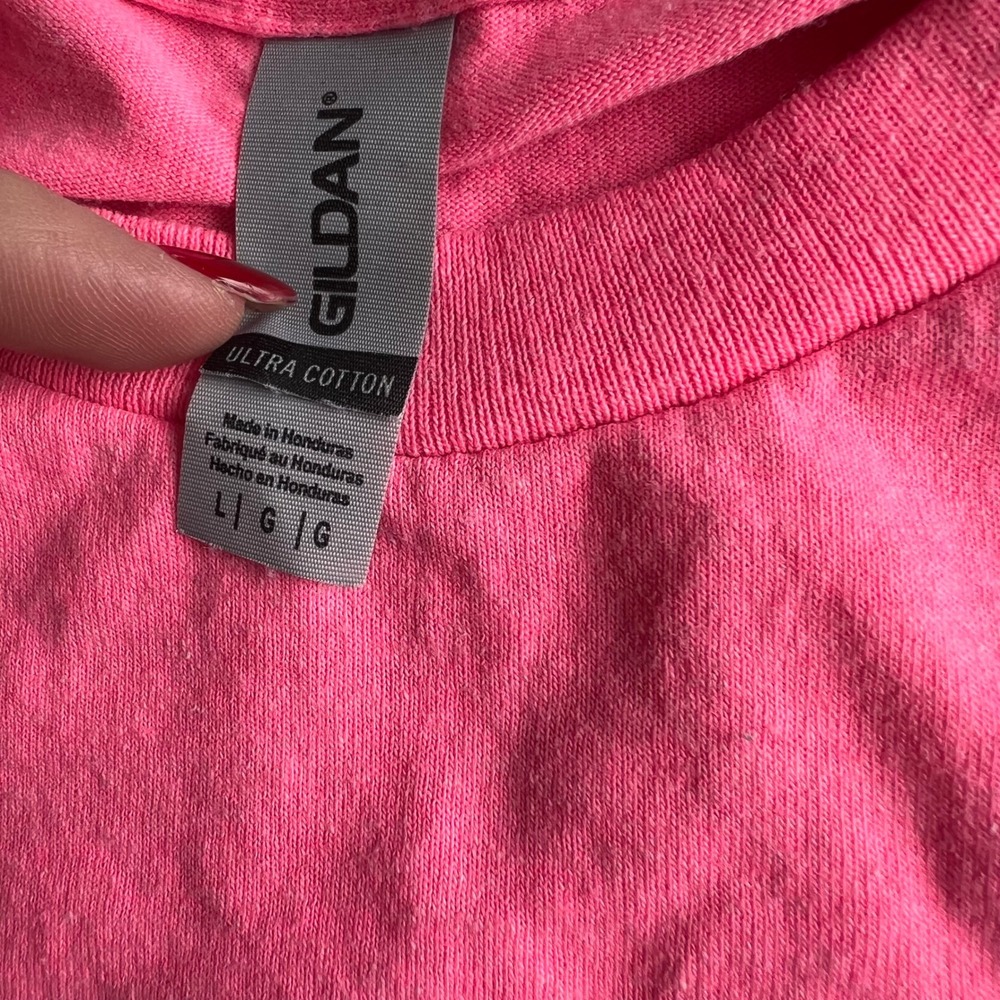Gildan Mens Ultra Cotton Short Sleeve T-Shirt Large Hot Pink Plain Basic Tee - Picture 3 of 3